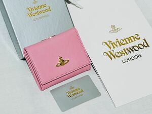 Vivienne Westwood ヴィヴィアンウエストウッド オーブ スナップレザーウォレット 三つ折り財布 ピンク レディース アウトレット