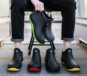 男女兼用　レインブーツ　メンズ　ファッション　ショット丈　レディース　レインシューズ　雨靴　防水　防滑　作業靴　雨雪対策　x46