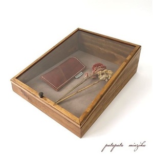 木製 ディスプレイ ケース ガラス コレクション ボックス アンティーク調 パタミン 小物入れ 店舗什器 ディスプレイ
