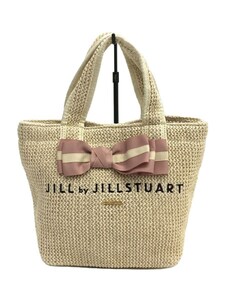 JILL by JILLSTUART◆フロントロゴ刺繍/ハンドバッグ/アクリル/ベージュ/リボン/手提げ/鞄