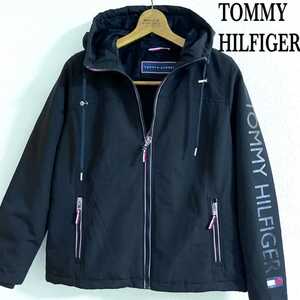 新品TOMMY HILFIGER トミーヒルフィガー フーディー パデッドパーカー マウンテンパーカー コート/ジャケット ネイビー レディース 袖ロゴ