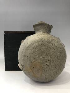 特別出品 知られざる古代の名陶 平安時代保証 猿投窯 自然釉堤瓶 扁壺 美しい自然釉・造形共に名逸品