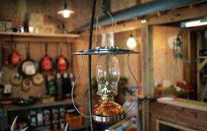 オイルランプ 7分芯 レトロ 吊りランプ アンバー油壷　江戸川ランプ