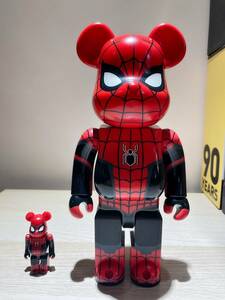 中古美品　BE@RBRICK Spider Man upgraded suit スパイダーマン アップグレードスーツ 100% & 400%
