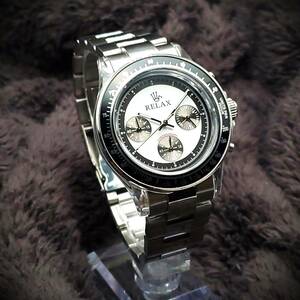 【本日限定】RELAX●リラックス 王冠ロゴ D6-S ヴィンテージカスタム腕時計 世界で最も人気のポール・ニューマン腕時計 白文字盤