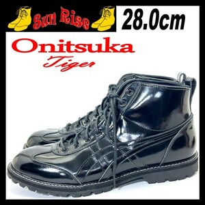即決 Onitsuka Tiger オニツカタイガー 1183A748 メンズ US10 28cm レザー スニーカー 黒 ブラック カジュアル ドレス シューズ 革靴 中古