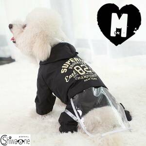M 防水 レインコート （黒） 犬服 猫服 犬の服 ペット用品 雨 雪 ペット服 小型犬 ドッグウェア