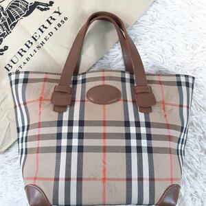 【美品】BURBERRY バーバリー ハンドバッグ ノバチェック シャドーホース キャンバスレザー ブラウン