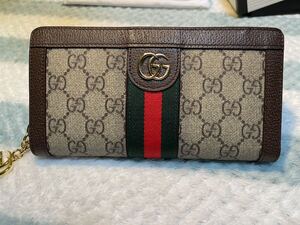 【新品】GUCCI GG 長財布 ラウンドファスナー シェリーライン 本革