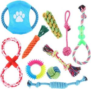 DasMarine 10 個 犬ロープおもちゃ 犬おもちゃ 犬用玩具 噛むおもちゃ ペット用 コットン ストレス解消 セット 丈夫