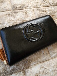 美品 グッチ 長財布 ラウンドファスナー 正規品