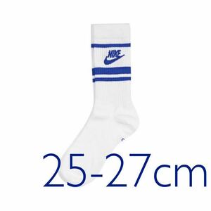 【国内完売品】NIKE スニーカーソックス 靴下 白青 ホワイト ブルー 1足 L 25-27 socks ナイキ sox white blue