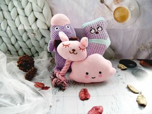 【犬のおもちゃ4点セット】ピンク＋紫
