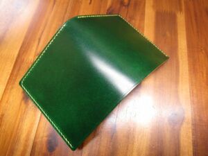 札入れ グリーン レーデルオガワ コードバン 手縫い エイジング 二つ折り 財布 コンパクト キャッシュレス 緑 ナチュラル