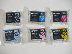EPSON エプソン　純正インク　IC6CL50 ( ICBK50 + ICC50 + ICM50 + ICLC50 + ICLM50 + ICY50 )　6色セット