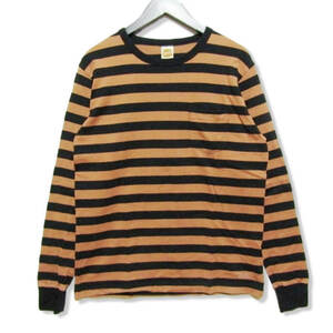 TROPHY CLOTHING トロフィークロージング 長袖Tシャツ ボーダー Tee 日本製 ブラック ブラウン L 27102214