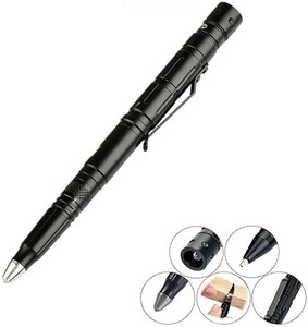 高品質 4in1タクティカルペン LEDライト付き 超小型懐中電灯 多機能 ボールペン ガラスブレイカー
