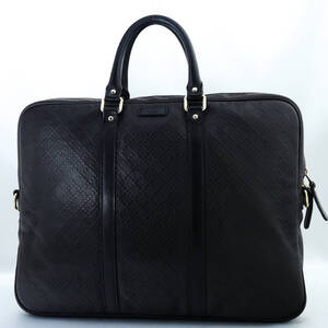 新品級 美品 GUCCI グッチ レザー バッグ ブリーフバッグ ビシネスバッグ 黒 レザー ノートPC収納可 書類 通勤 通学 メンズ 正規品 GG