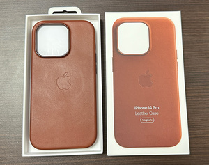 【Apple純正品】iPhone14 Pro レザーケース MagSafe対応 アンバー（ブラウン）