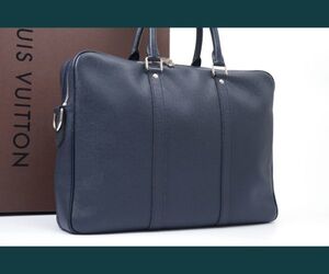 【使用わずか】ルイヴィトン Louis Vuitton タイガ ポルトドキュマン ビジネス PDV ボレアル ネイビー ビジネスバッグ メンズ A171
