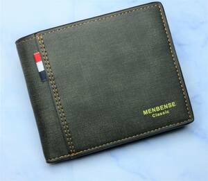 二つ折り財布 レザー メンズ 財布 コンパクト ミニ 軽い 軽量、新品、当日発送（濃い灰色）