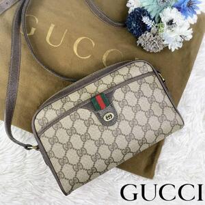 【美品】GUCCI グッチ GG インターロッキング シェリーライン ショルダーバッグ PVC レザー ゴールド金具