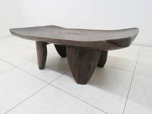 アフリカ セヌフォ族 手彫り ベンチ プリミティブ テーブル アンティーク 天然木 無垢 910×515mm