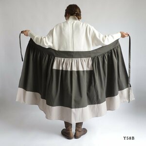 １０００円からスタート　絵画のような巻き巻く愉快なパッチワーク　巻きスカート　ポケット付　コットンチノ生地　FreeフリーサイズY58B