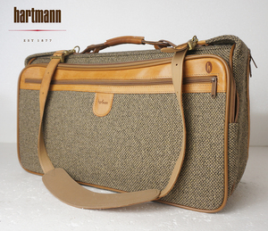 hartmann luggage ハートマンラゲッジ ツイード ボストンバッグ ビジネスマチ大 本革 ブラウン系 1903