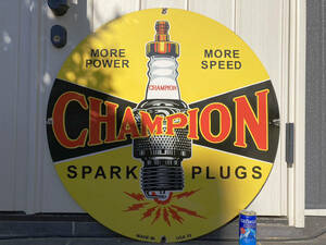 ビンテージ 大型 看板 CHAMPION SPARK PLUGS 1939年 直径76cm チャンピオン プラグ / アメリカ USA 世田谷ベース 昭和レトロ