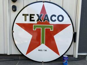 ビンテージ 大型 看板 テキサコ TEXACO 直径76cm / アンティーク アメリカ 世田谷ベース 昭和レトロ