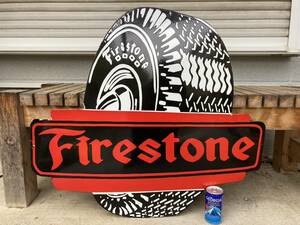 ビンテージ 大型看板 Firestone ファイヤーストーン 幅75cm / アンティーク　アメリカ　世田谷ベース