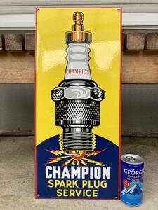 ビンテージ 看板 CHAMPION SPARK PLUGS 高さ45cm チャンピオン プラグ / アメリカ USA 世田谷ベース 昭和レトロ