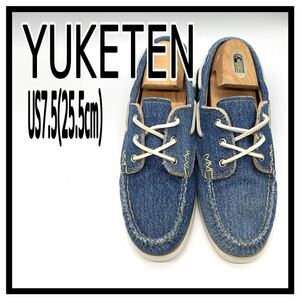 YUKETEN (ユケテン) デッキシューズ モカシンシューズ ブルー デニム US7.5 25.5cm USA アメリカ製 メンズ
