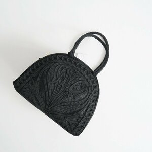 Mame Kurogouchi マメクロゴウチ / Cording Embroidery Demi Lune Handbag - black ハンドバッグ / MM-AC404 / 2303-1552