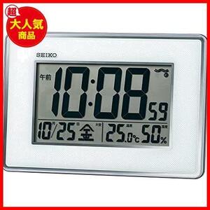 セイコークロック 掛け時計 置き時計兼用 電波 デジタル 高精度 温度 湿度 表示 銀色メタリック 本体サイズ: 16.7x24.7x2.7cm SQ443S