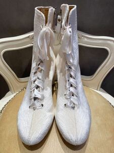 183797 forte_forte フォルテフォルテ レースアップショートブーツ レザー ホワイト イタリア 靴 白 39サイズ