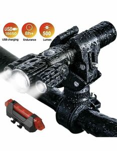USB充電式自転車用LED ライト 防水 ロードバイク ライト　防水アルミ　安全対策　4種類点灯ムード