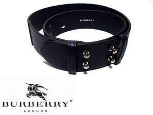 未使用 BURBERRY バーバリー レザーベルト ネイビー