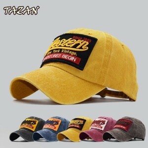 ダメージ加工帽子　ロゴデニムキャップ Western1985 帽子キャップ　キャップ　帽子キャップ　帽子　キャップ