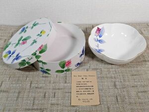 【美品】香蘭社 盛鉢 花柄 NEW BONE CHINA FLOWERS 大鉢 深鉢 陶器 磁器 外箱付き (80)YS003