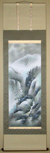 掛軸 日本画 鈴木紅雲 雪景山水 