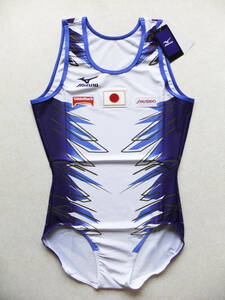 XLサイズ 体操 日の丸 JAPAN 日本代表 ジムシャツ スポンサーエンブレム付き ユニフォーム トレーニング レオタード ミズノ 白×青