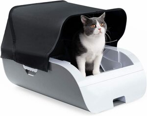 Pandaloli 猫トイレ 自動 ワイドサイズ フード付き ポータブル ペットトイレ 自動掃除 内蔵バッテリー付き 消臭機能 ニオイの広がり防止