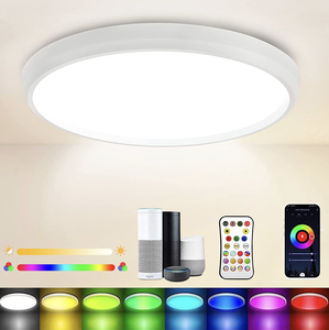  LED シーリングライト アレクサ対応 小型 5畳 リモコン付き APP制御 照明シーリングライト 無段階 調光調色 RGB変更 丸型 ceiling light