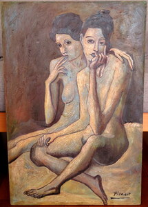パブロ ピカソ Pablo Picasso 二人の友達 Les deux amies オイルキャンバス MoMA ブロック夫妻 オルセー美術館 油彩 水彩 肉筆 原画 模写