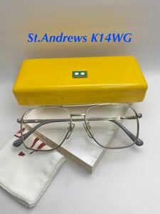 St. Andrews K14WG 眼鏡　高級美品　14k 金無垢　フレーム　ホワイトゴールド　純金　　　　(85907 k18 )