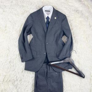 LARDINI ラルディーニ easywear イージーウェア グレー スーツ ブートニエール サイズ44 Mサイズ 結婚式 ビジネス パーティー