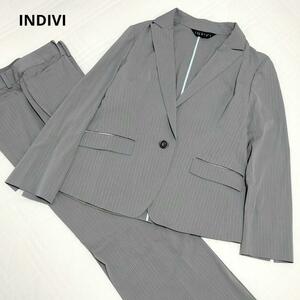 INDIVI　インディヴィ 大きいサイズ44 パンツスーツ グレー ビジネス　レディース　2XL 3L XXL