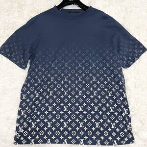 1円 【極美品・希少サイズ】王者の貫禄 ルイヴィトン louis vuitton Tシャツ LVSE グラディエント モノグラム ネイビー XXL 大きいサイズ